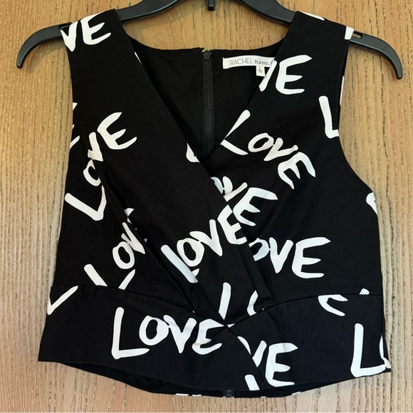 LOVE Print Zip Back Crop Top - Picture 1 of 4